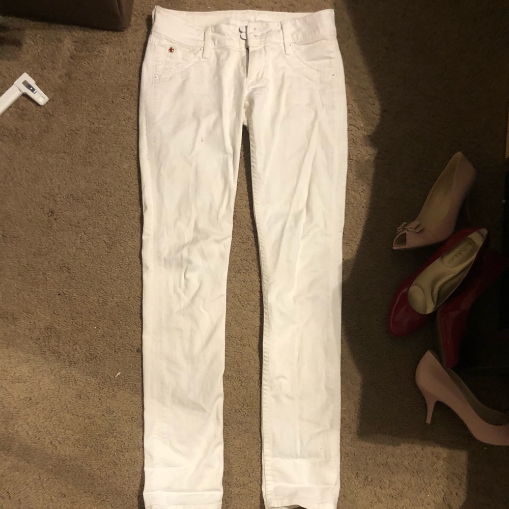 Low rise white skinny jeans